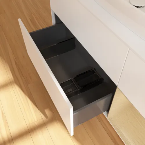 Bild von VILLEROY BOCH Finion Waschbeckenunterschrank, mit Beleuchtung, 3 Auszüge, 1200 x 603 x 501 mm, White Matt Lacquer / Oak Veneer / Glass White Matt #F831PCMT