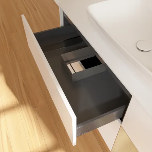 Bild von VILLEROY BOCH Finion Waschbeckenunterschrank, mit Beleuchtung, 3 Auszüge, 1200 x 603 x 501 mm, White Matt Lacquer / Oak Veneer / Glass White Matt #F831PCMT
