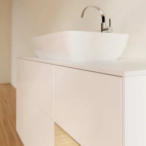 Bild von VILLEROY BOCH Finion Waschbeckenunterschrank, mit Beleuchtung, 3 Auszüge, 1200 x 603 x 501 mm, White Matt Lacquer / Oak Veneer / Glass White Matt #F831PCMT