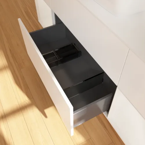 Bild von VILLEROY BOCH Finion Waschbeckenunterschrank, mit Beleuchtung, 4 Auszüge, 1600 x 603 x 501 mm, White Matt Lacquer / Glossy White Lacquer / Glass White Matt #F861GFMT