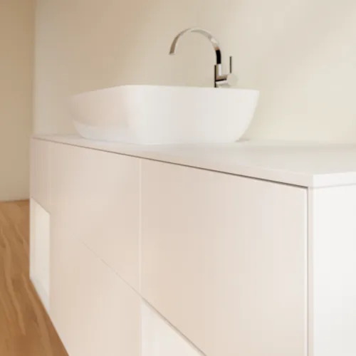 Bild von VILLEROY BOCH Finion Waschbeckenunterschrank, mit Beleuchtung, 4 Auszüge, 1600 x 603 x 501 mm, White Matt Lacquer / Glossy White Lacquer / Glass White Matt #F861GFMT