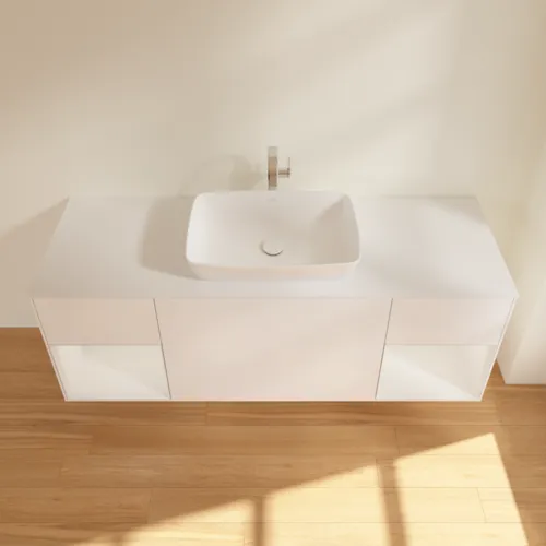 Bild von VILLEROY BOCH Finion Waschbeckenunterschrank, mit Beleuchtung, 4 Auszüge, 1600 x 603 x 501 mm, White Matt Lacquer / Glossy White Lacquer / Glass White Matt #F861GFMT