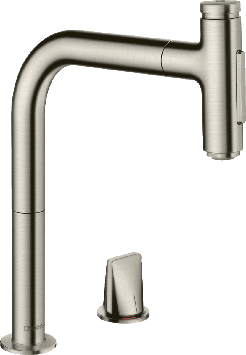 Bild von HANSGROHE Metris Select M71 2-Loch Einhebel-Küchenmischer 200, Ausziehbrause, 2jet, sBox Edelstahl Finish 73818800