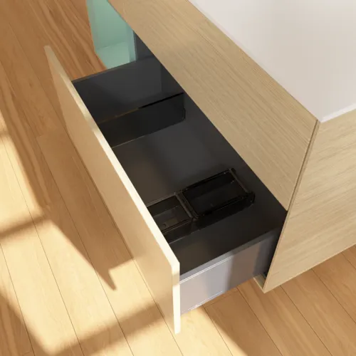 Bild von VILLEROY BOCH Finion Waschbeckenunterschrank, mit Beleuchtung, 3 Auszüge, 1200 x 603 x 501 mm, Oak Veneer / Olive Matt Lacquer / Glass White Matt #F821GMPC