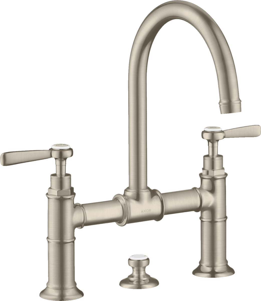 Picture of HANSGROHE AXOR Montreux 2-handle basin mixer 220 with lever handles and pop-up waste set #16511820 - Brushed Nickel