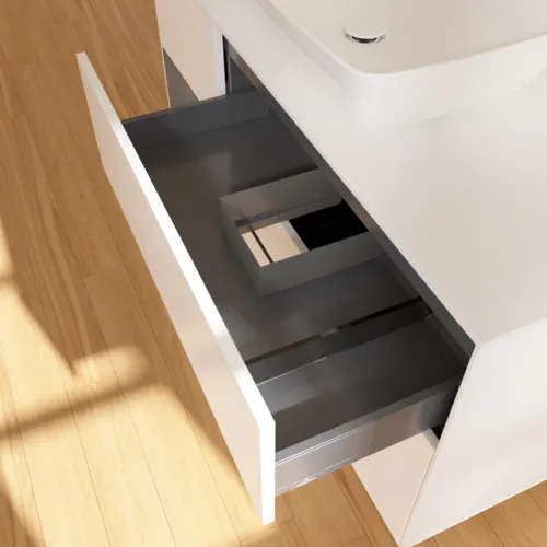 VILLEROY BOCH Finion Waschbeckenunterschrank, mit Beleuchtung, 3 Auszüge, 1200 x 603 x 501 mm, White Matt Lacquer / Anthracite Matt Lacquer / Glass White Matt #F821GKMT, Bild 8