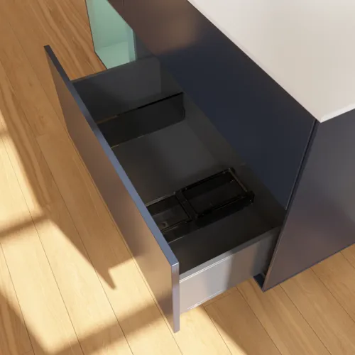 Bild von VILLEROY BOCH Finion Waschbeckenunterschrank, mit Beleuchtung, 3 Auszüge, 1200 x 603 x 501 mm, Midnight Blue Matt Lacquer / Olive Matt Lacquer / Glass White Matt #F821GMHG