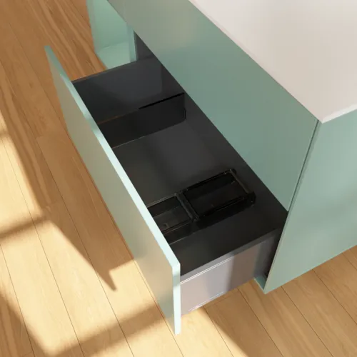 Bild von VILLEROY BOCH Finion Waschbeckenunterschrank, mit Beleuchtung, 3 Auszüge, 1200 x 603 x 501 mm, Olive Matt Lacquer / Olive Matt Lacquer / Glass White Matt #F821GMGM