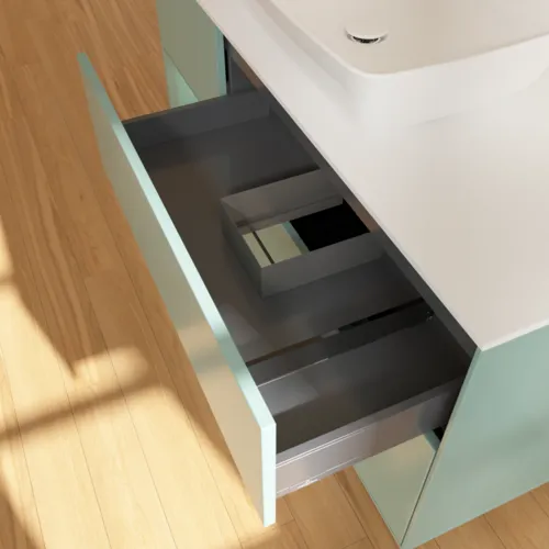 Bild von VILLEROY BOCH Finion Waschbeckenunterschrank, mit Beleuchtung, 3 Auszüge, 1200 x 603 x 501 mm, Olive Matt Lacquer / Olive Matt Lacquer / Glass White Matt #F821GMGM
