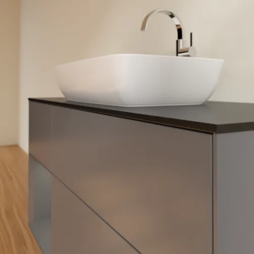 Bild von VILLEROY BOCH Finion Waschbeckenunterschrank, mit Beleuchtung, 3 Auszüge, 1200 x 603 x 501 mm, Anthracite Matt Lacquer / Anthracite Matt Lacquer / Glass Black Matt #F822GKGK