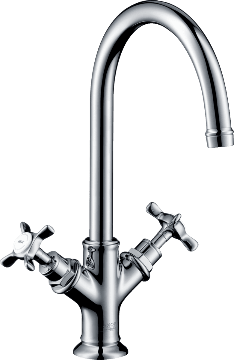 Picture of HANSGROHE AXOR Montreux 2-handle basin mixer 210 with cross handles and waste set #16506000 - Chrome