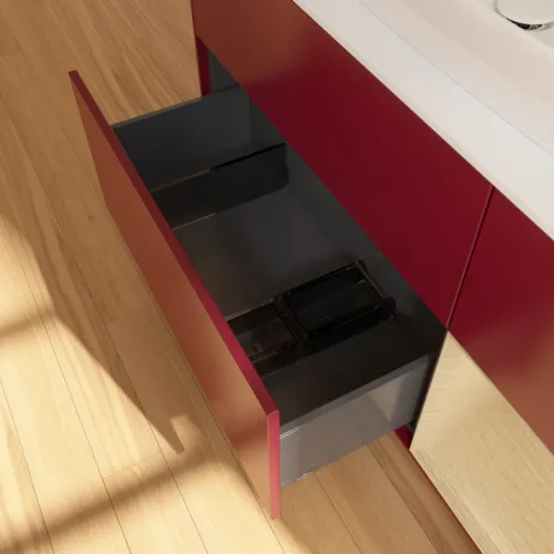 Bild von VILLEROY BOCH Finion Waschbeckenunterschrank, mit Beleuchtung, 3 Auszüge, 1200 x 603 x 501 mm, Peony Matt Lacquer / Oak Veneer / Glass White Matt #F831PCHB