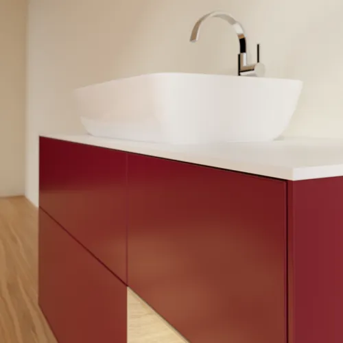 Bild von VILLEROY BOCH Finion Waschbeckenunterschrank, mit Beleuchtung, 3 Auszüge, 1200 x 603 x 501 mm, Peony Matt Lacquer / Oak Veneer / Glass White Matt #F831PCHB