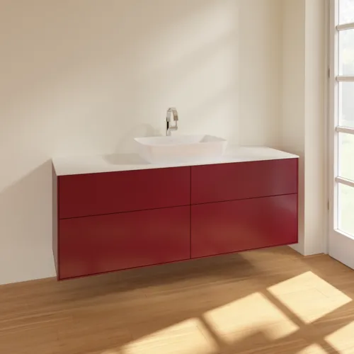 Bild von VILLEROY BOCH Finion Waschbeckenunterschrank, 4 Auszüge, 1600 x 603 x 501 mm, Peony Matt Lacquer / Glass White Matt #F85100HB