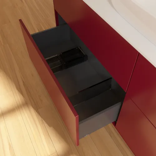 Bild von VILLEROY BOCH Finion Waschbeckenunterschrank, 4 Auszüge, 1600 x 603 x 501 mm, Peony Matt Lacquer / Glass White Matt #F85100HB