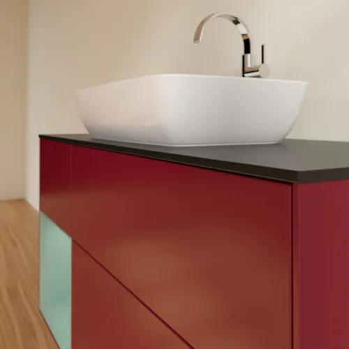 VILLEROY BOCH Finion Waschbeckenunterschrank, mit Beleuchtung, 3 Auszüge, 1200 x 603 x 501 mm, Peony Matt Lacquer / Olive Matt Lacquer / Glass Black Matt #F822GMHB, Bild 6