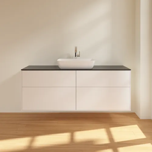 VILLEROY BOCH Finion Waschbeckenunterschrank, 4 Auszüge, 1600 x 603 x 501 mm, White Matt Lacquer / Glass Black Matt #F85200MT, Bild 3