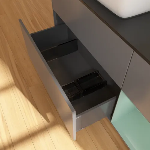 Bild von VILLEROY BOCH Finion Waschbeckenunterschrank, mit Beleuchtung, 3 Auszüge, 1200 x 603 x 501 mm, Anthracite Matt Lacquer / Olive Matt Lacquer / Glass Black Matt #F812GMGK