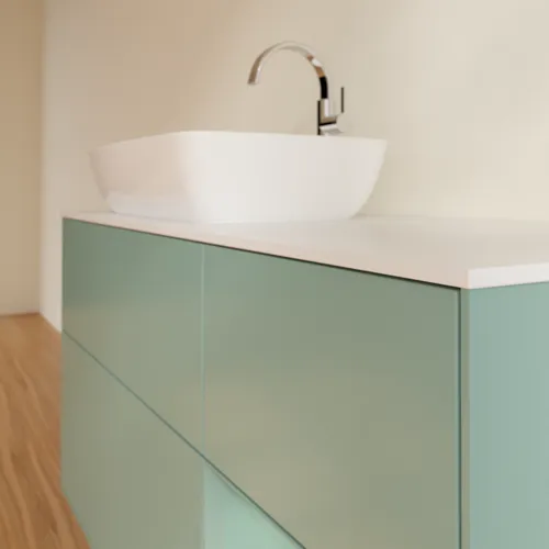 Obrázek VILLEROY BOCH Toaletní skříňka Finion, s osvětlením, 3 výsuvy, 1200 x 603 x 501 mm, olivově matný lak / olivově matný lak / sklo bílé matné #F811GMGM