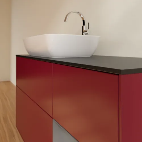 Bild von VILLEROY BOCH Finion Waschbeckenunterschrank, mit Beleuchtung, 3 Auszüge, 1200 x 603 x 501 mm, Peony Matt Lacquer / Anthracite Matt Lacquer / Glass Black Matt #F812GKHB
