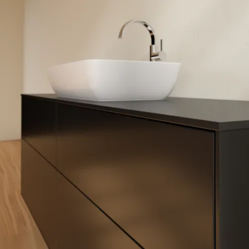 Bild von VILLEROY BOCH Finion Waschbeckenunterschrank, 4 Auszüge, 1600 x 603 x 501 mm, Black Matt Lacquer / Glass Black Matt #F85200PD