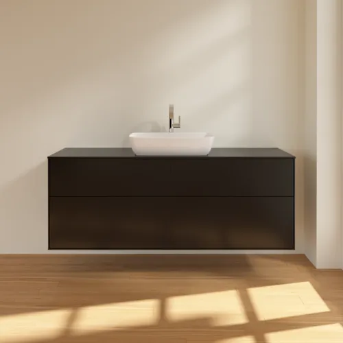 Bild von VILLEROY BOCH Finion Waschbeckenunterschrank, 4 Auszüge, 1600 x 603 x 501 mm, Black Matt Lacquer / Glass Black Matt #F85200PD
