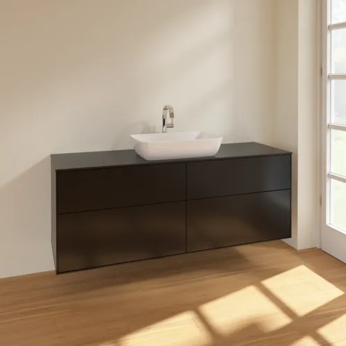 Bild von VILLEROY BOCH Finion Waschbeckenunterschrank, 4 Auszüge, 1600 x 603 x 501 mm, Black Matt Lacquer / Glass Black Matt #F85200PD