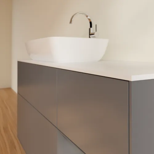 Obrázek VILLEROY BOCH Toaletní skříňka Finion, s osvětlením, 3 výsuvy, 1200 x 603 x 501 mm, antracit matný lak / antracit matný lak / sklo bílé matné #F811GKGK
