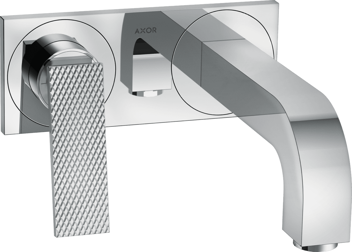 Зображення з  HANSGROHE AXOR Citterio Single lever basin mixer for concealed installation wall-mounted with lever handle, spout 220 mm and plate - rhombic cut #39171000 - Chrome