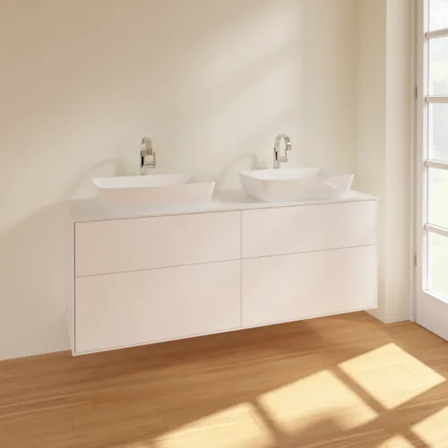VILLEROY BOCH Finion Waschbeckenunterschrank, 4 Auszüge, 1600 x 603 x 501 mm, White Matt Lacquer / Glass White Matt #F84100MT, Bild 2