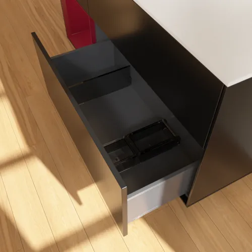 VILLEROY BOCH Finion Waschbeckenunterschrank, mit Beleuchtung, 3 Auszüge, 1200 x 603 x 501 mm, Black Matt Lacquer / Peony Matt Lacquer / Glass White Matt #F821HBPD, Bild 7