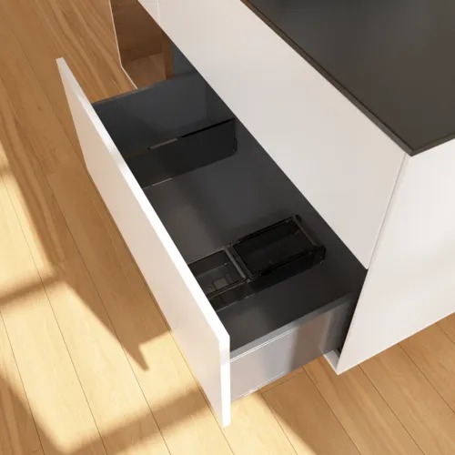 Picture of VILLEROY BOCH Finion Vanity unit, with lighting, 3 pull-out compartments, 1200 x 603 x 501 mm, White Matt Lacquer / Walnut Veneer / Glass Black Matt #F822GNMT