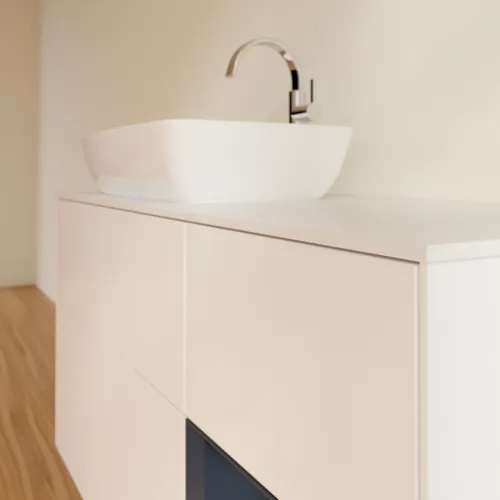 Bild von VILLEROY BOCH Finion Waschbeckenunterschrank, mit Beleuchtung, 3 Auszüge, 1200 x 603 x 501 mm, White Matt Lacquer / Midnight Blue Matt Lacquer / Glass White Matt #F811HGMT