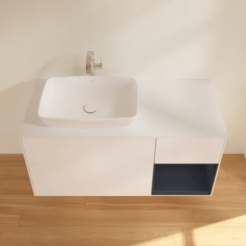 Bild von VILLEROY BOCH Finion Waschbeckenunterschrank, mit Beleuchtung, 3 Auszüge, 1200 x 603 x 501 mm, White Matt Lacquer / Midnight Blue Matt Lacquer / Glass White Matt #F811HGMT
