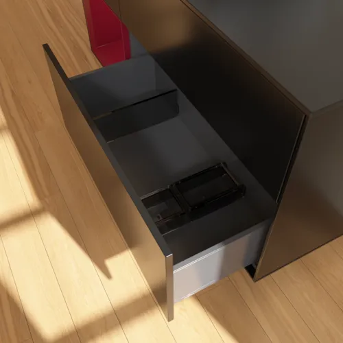 Bild von VILLEROY BOCH Finion Waschbeckenunterschrank, mit Beleuchtung, 3 Auszüge, 1200 x 603 x 501 mm, Black Matt Lacquer / Peony Matt Lacquer / Glass Black Matt #F822HBPD