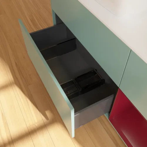 VILLEROY BOCH Finion Waschbeckenunterschrank, mit Beleuchtung, 3 Auszüge, 1200 x 603 x 501 mm, Olive Matt Lacquer / Peony Matt Lacquer / Glass White Matt #F811HBGM, Bild 7