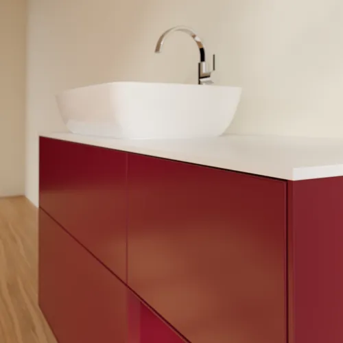 Bild von VILLEROY BOCH Finion Waschbeckenunterschrank, mit Beleuchtung, 3 Auszüge, 1200 x 603 x 501 mm, Peony Matt Lacquer / Peony Matt Lacquer / Glass White Matt #F811HBHB