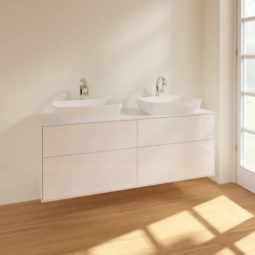 Bild von VILLEROY BOCH Finion Waschbeckenunterschrank, 4 Auszüge, 1600 x 603 x 501 mm, Glossy White Lacquer / Glass White Matt #F84100GF
