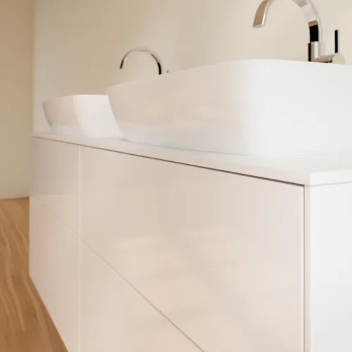 Bild von VILLEROY BOCH Finion Waschbeckenunterschrank, 4 Auszüge, 1600 x 603 x 501 mm, Glossy White Lacquer / Glass White Matt #F84100GF