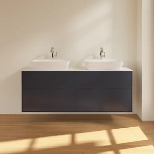 Bild von VILLEROY BOCH Finion Waschbeckenunterschrank, 4 Auszüge, 1600 x 603 x 501 mm, Midnight Blue Matt Lacquer / Glass White Matt #F84100HG
