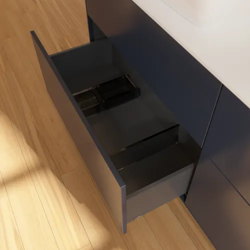 Bild von VILLEROY BOCH Finion Waschbeckenunterschrank, 4 Auszüge, 1600 x 603 x 501 mm, Midnight Blue Matt Lacquer / Glass White Matt #F84100HG