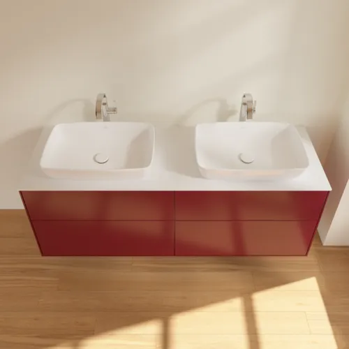 Bild von VILLEROY BOCH Finion Waschbeckenunterschrank, 4 Auszüge, 1600 x 603 x 501 mm, Peony Matt Lacquer / Glass White Matt #F84100HB