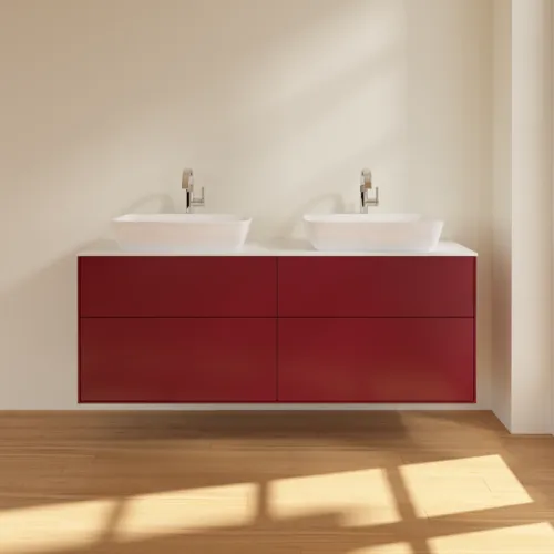 Bild von VILLEROY BOCH Finion Waschbeckenunterschrank, 4 Auszüge, 1600 x 603 x 501 mm, Peony Matt Lacquer / Glass White Matt #F84100HB