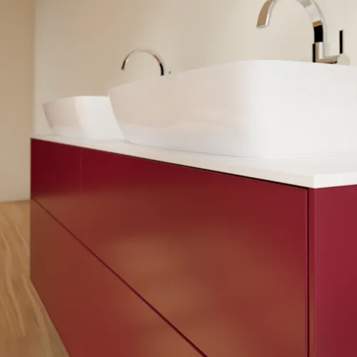 Bild von VILLEROY BOCH Finion Waschbeckenunterschrank, 4 Auszüge, 1600 x 603 x 501 mm, Peony Matt Lacquer / Glass White Matt #F84100HB