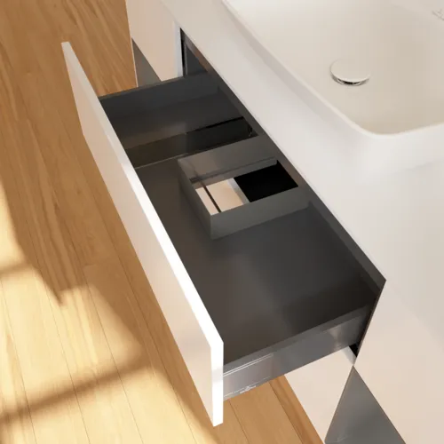 Bild von VILLEROY BOCH Finion Waschbeckenunterschrank, mit Beleuchtung, 4 Auszüge, 1600 x 603 x 501 mm, White Matt Lacquer / Anthracite Matt Lacquer / Glass White Matt #F861GKMT