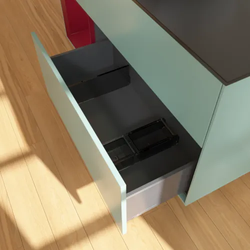 VILLEROY BOCH Finion Waschbeckenunterschrank, mit Beleuchtung, 3 Auszüge, 1200 x 603 x 501 mm, Olive Matt Lacquer / Peony Matt Lacquer / Glass Black Matt #F822HBGM, Bild 7