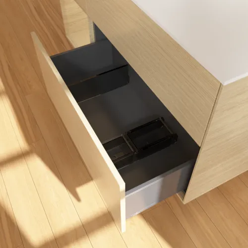 VILLEROY BOCH Finion Waschbeckenunterschrank, mit Beleuchtung, 3 Auszüge, 1200 x 603 x 501 mm, Oak Veneer / Oak Veneer / Glass White Matt #F821PCPC, Bild 7