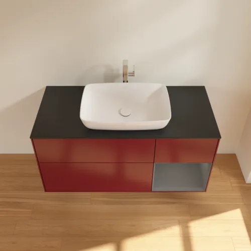 VILLEROY BOCH Finion Waschbeckenunterschrank, mit Beleuchtung, 3 Auszüge, 1200 x 603 x 501 mm, Peony Matt Lacquer / Anthracite Matt Lacquer / Glass Black Matt #F832GKHB, Bild 4
