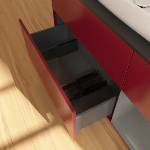 VILLEROY BOCH Finion Waschbeckenunterschrank, mit Beleuchtung, 3 Auszüge, 1200 x 603 x 501 mm, Peony Matt Lacquer / Anthracite Matt Lacquer / Glass Black Matt #F832GKHB, Bild 7