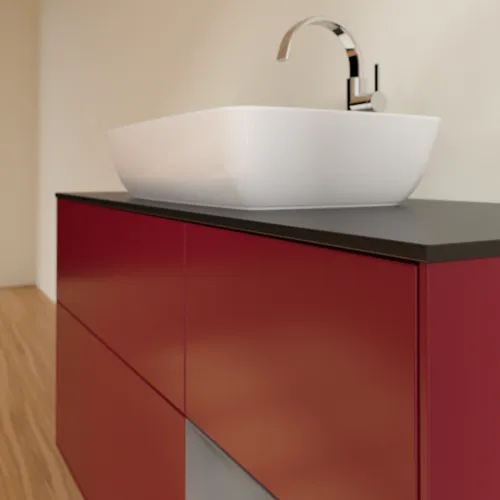 VILLEROY BOCH Finion Waschbeckenunterschrank, mit Beleuchtung, 3 Auszüge, 1200 x 603 x 501 mm, Peony Matt Lacquer / Anthracite Matt Lacquer / Glass Black Matt #F832GKHB, Bild 6